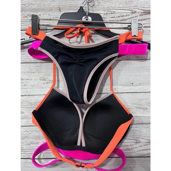 Victorias Secret Swim 2pc Bikini Set Pushup Flirt/Itsy Neon Top 32D Bottom XS - Picture 5 of 7